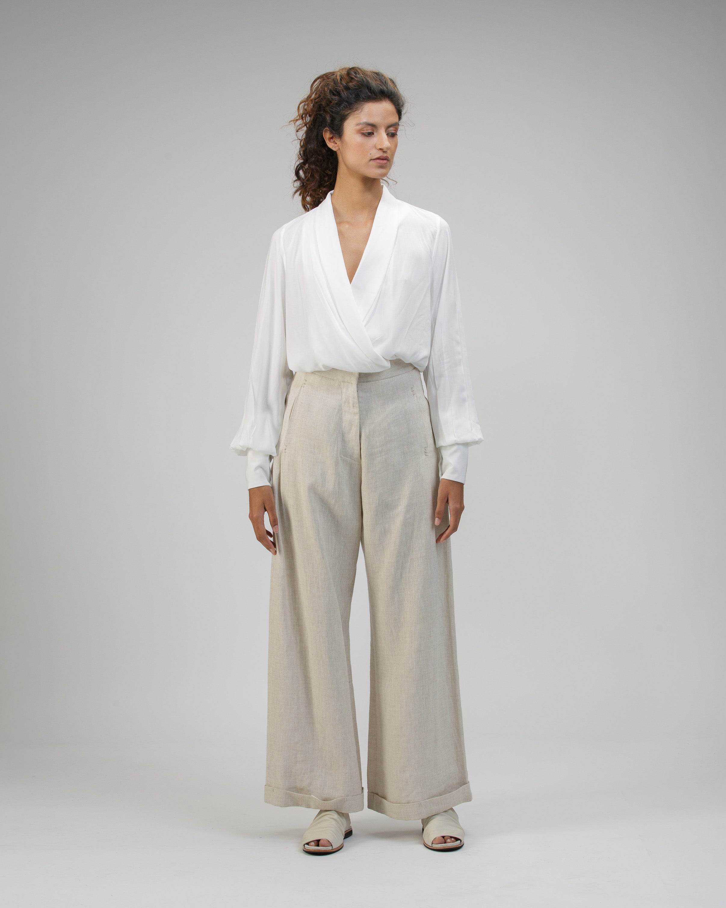 TUXEDO COLLAR BLOUSE IN VISCOSE