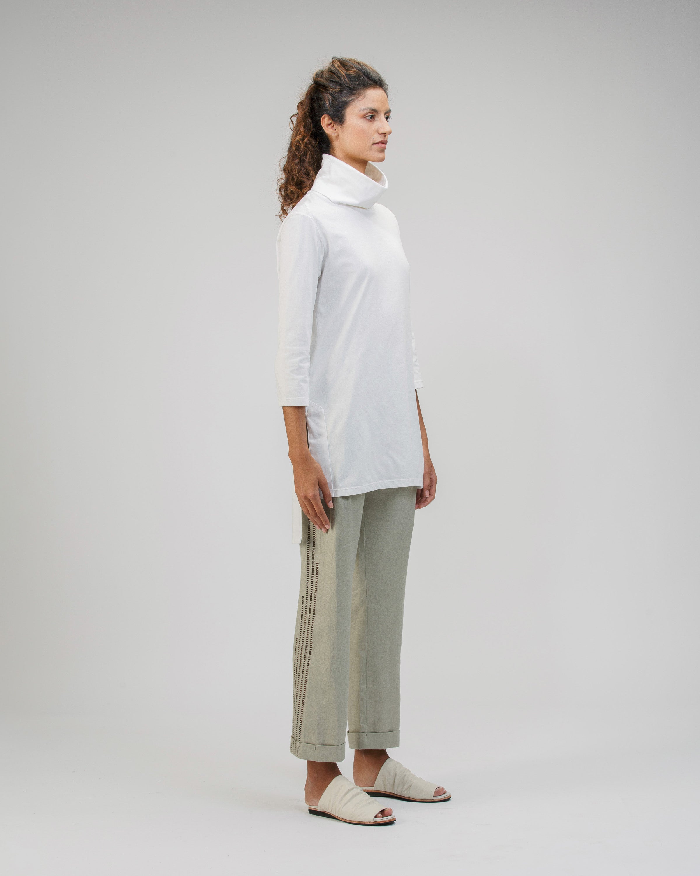 HIGH NECK LONG SLEEVE TOP IN COTTON